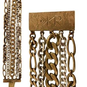 Silpada KR chunky brass silver and gold tone bracelet